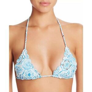 Lovers + Friends Going Ashore Scalloped Printed Bikini Top Size Medium